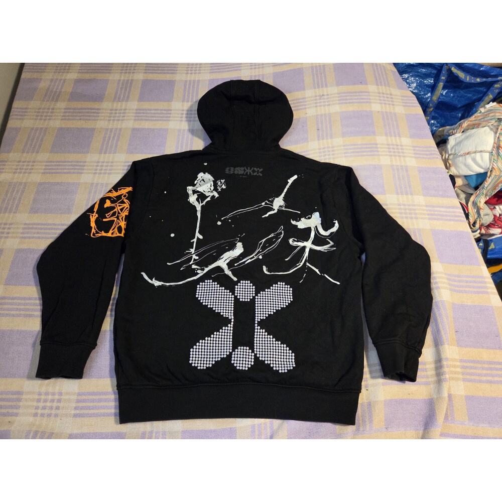 MCQ Alexander McQueen Hoodie Size Medium Slogan Print Embroidered Black Cotton